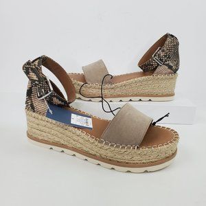 Universal Thread Snakeskin Print Wedge Espadrille Jean Heels Sandals NEW Size 9